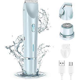 2-in-1 Women's Electric Shaver & Bikini Trimmer - Rechargeable, IPX7 Waterproof, Wet/Dry Use for Face & Body Hair Removal