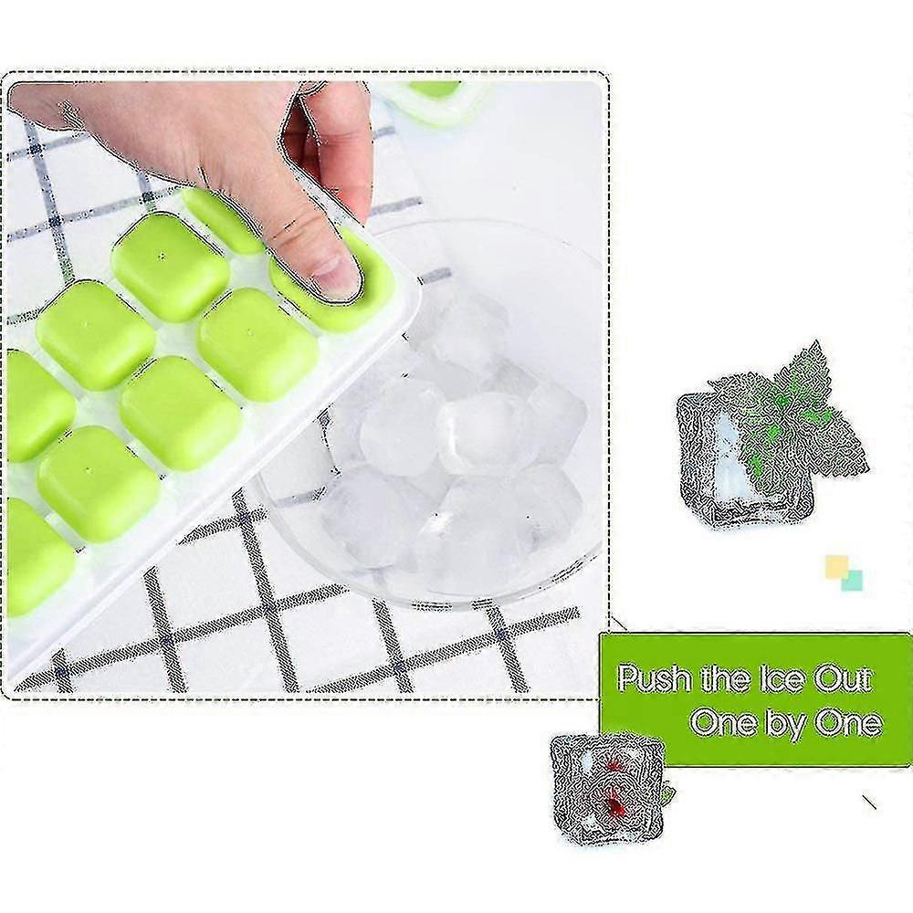 2 Pack Silicone Ice Trays With Lid, Easy Release Ice Cube Maker