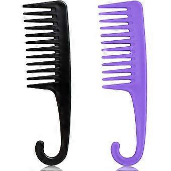 Pente de dentes largos grandes, Pentes de chuveiro com gancho para cabelos cacheados molhados, Pentes de escova de cabelo grandes premium para desembaraçar cachos, Pente desembaraçador feminino para desembaraçar 