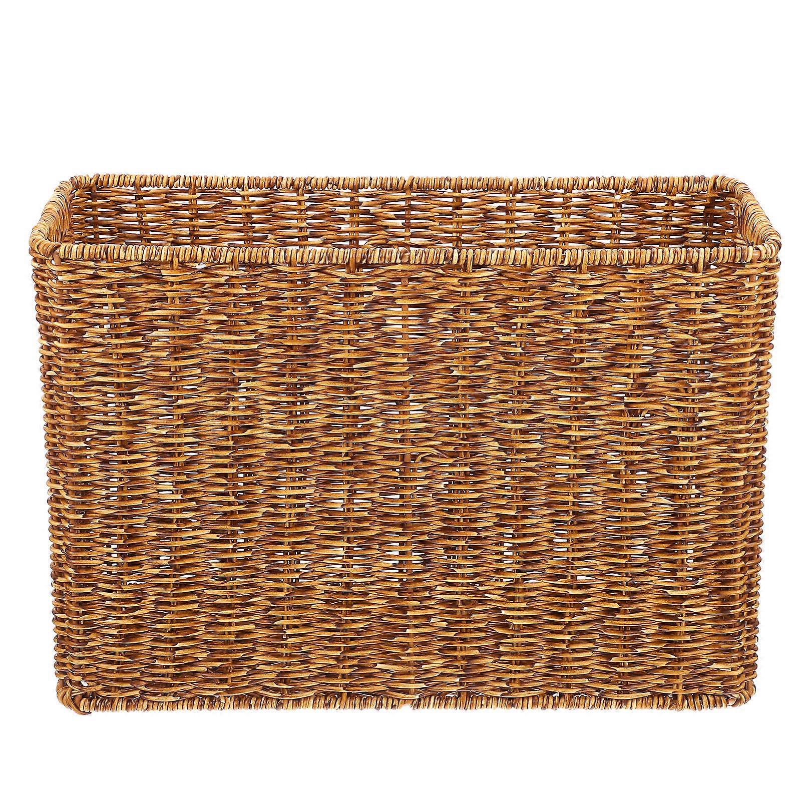 1Pc Storage Basket Weaving Magazine Basket Rectangular Storage Container