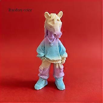 3D Printed Horse Figurine Action Doll, Colorful Gradient Hoodie Cargo Pants, Random Color Collectible Toy for Desktop Car Decor, Gift for Collectors