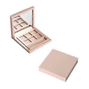Nachfüllbare Lidschattenpalette mit Spiegel – Kompakter Make-up-Organizer mit 6 Fächern für Reisen, pinkfarbenes Etui