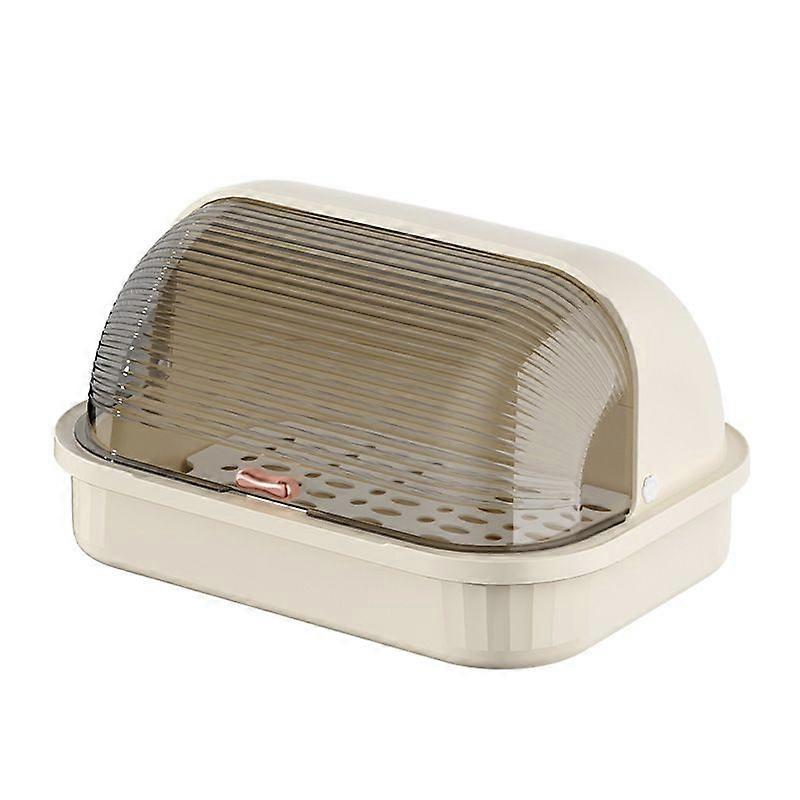 Cream-Colored Water Cup Storage Box with Drainage & Dustproof Function