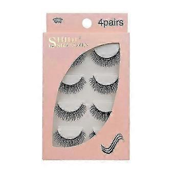 4 Pairs Of 3d Watermark Fake Eyelashes Invisible And Reusable Black, G100a