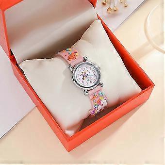 Neue Kinderuhr, niedliches Regenbogenpony, Quarzuhr für Kinder, Kunststoffarmband, YTQ