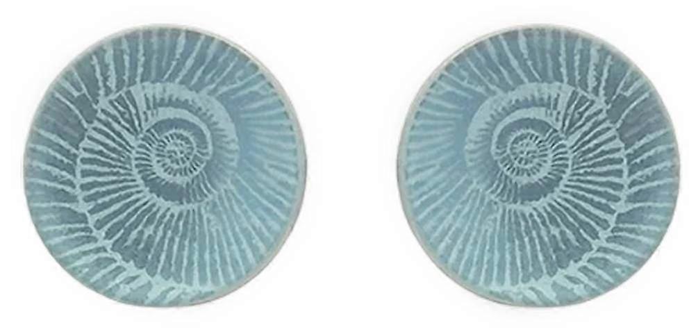 Ti2 Titanium Small Ammonite Stud Earrings - Blue