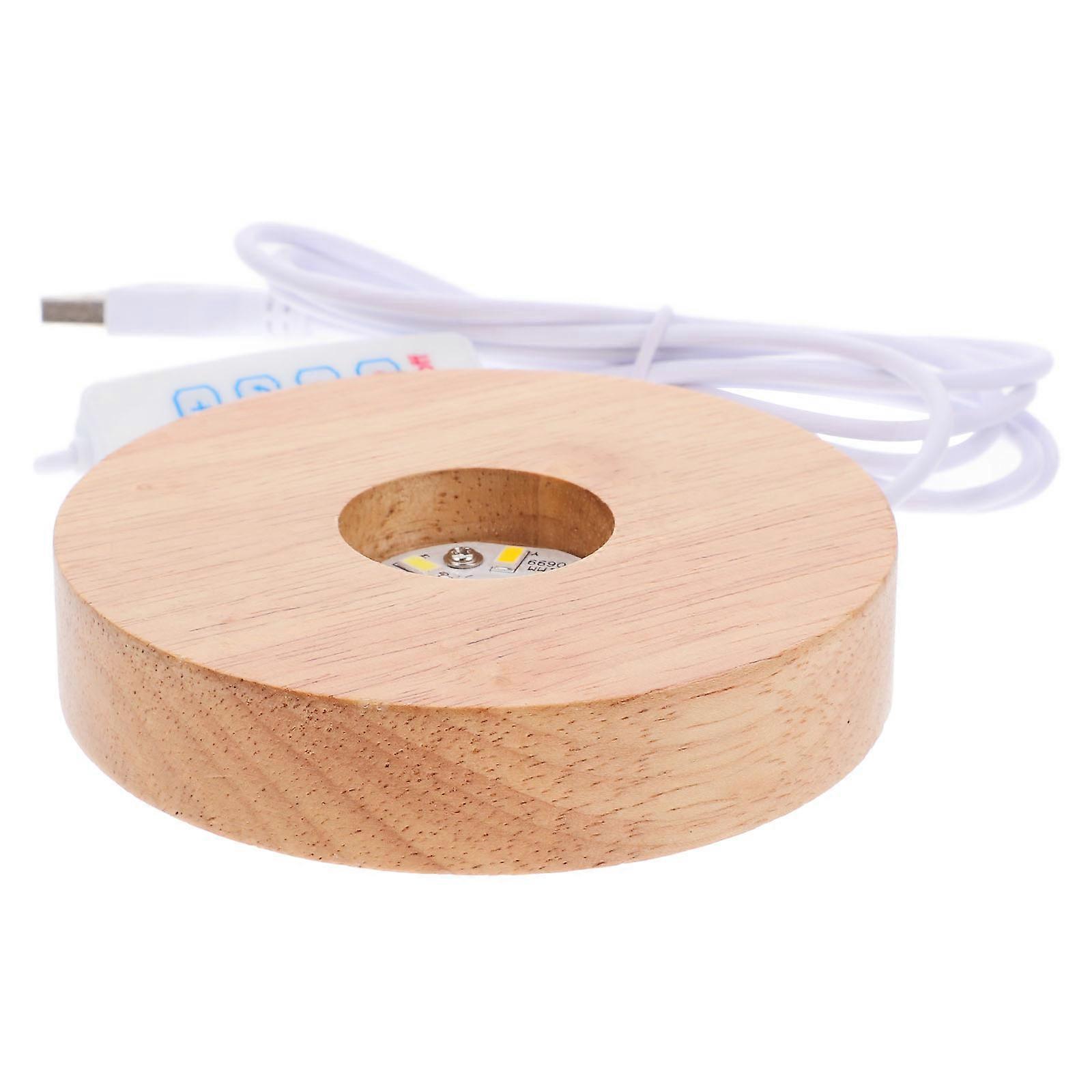 Beige Wooden LED Light Base for Night Light Table Decor