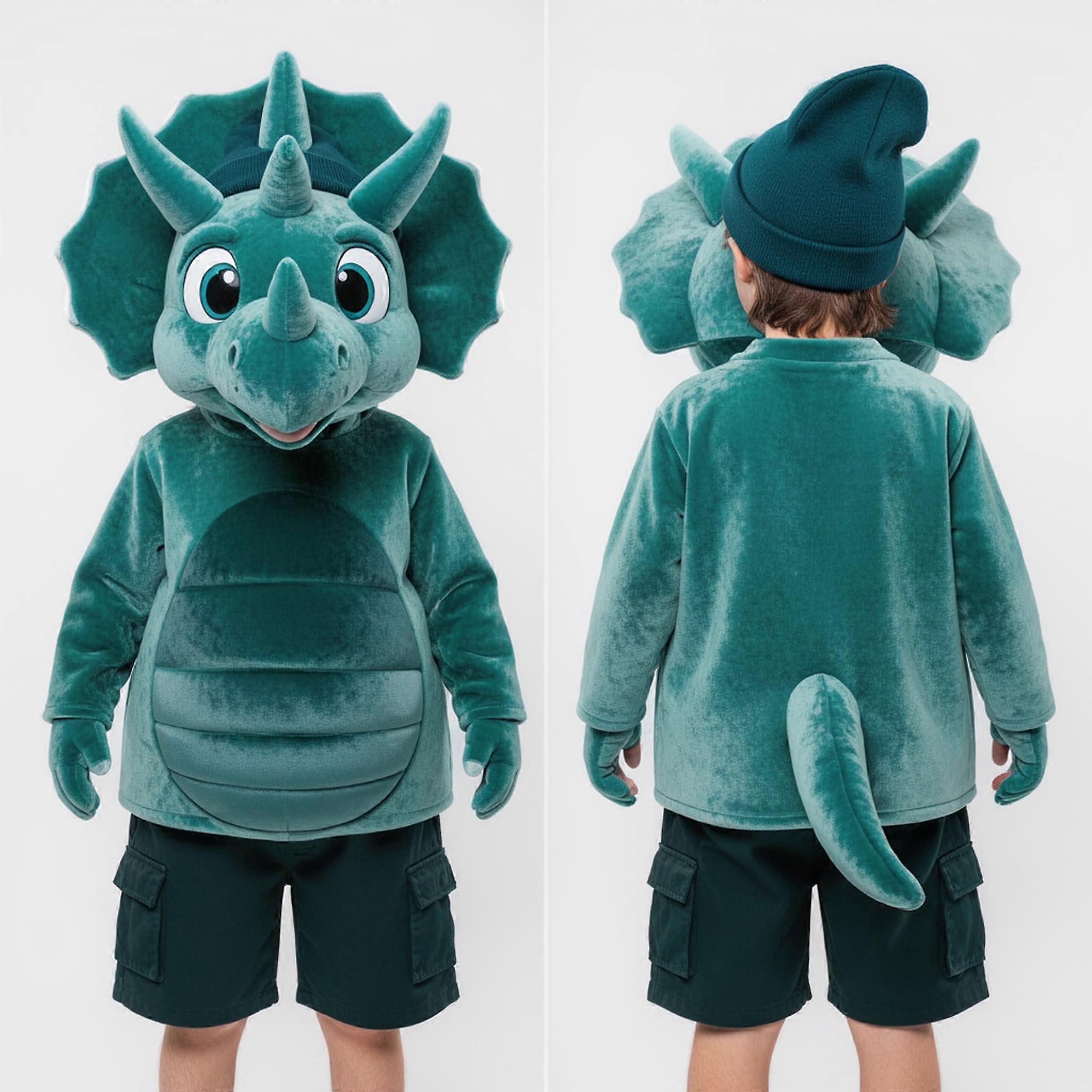 MASTICOT Teal Velvety Triceratops Mascot