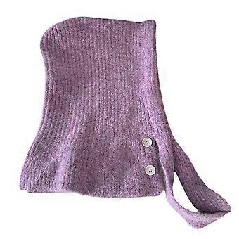 Knitted Balaclava Face Mask Neck Cover Hat Breathable Wool Blend Pullover Hat For Winter Activity Skiing Cycling Wear Purple