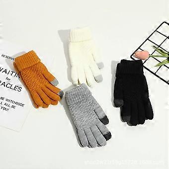 Heren winterfietshandschoenen, antislip 5-vingerige gebreide handschoenen met rasterpatroon en touchscreen-functionaliteit.