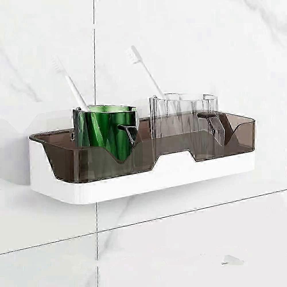 Adhesive Hook Equipped Wall-Mounted Shower Caddy - Space-Saving Bathroom Organizer Designed for Corner Storage