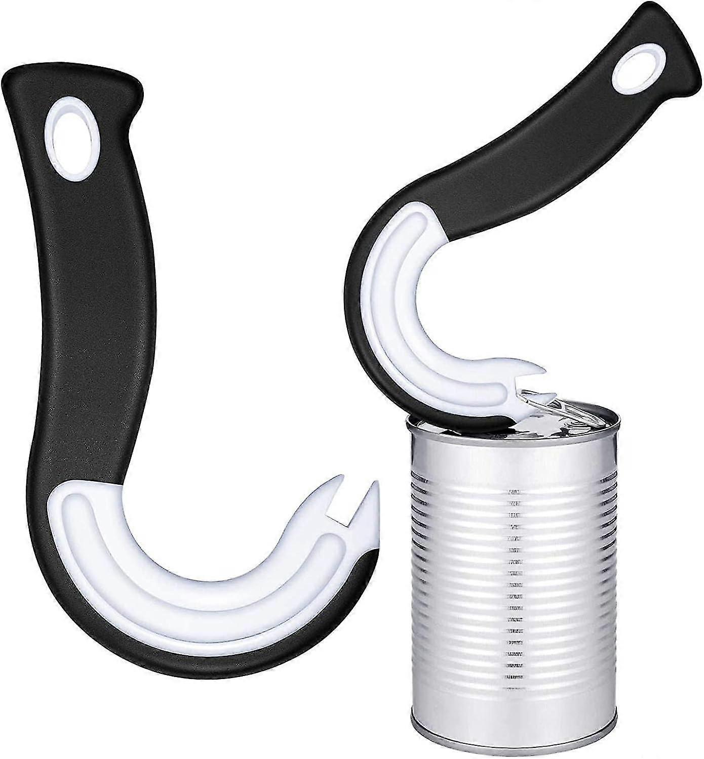 J-Shaped Hook Can Opener,Easy Ring Pull Can Opener with Glas Pull Ring