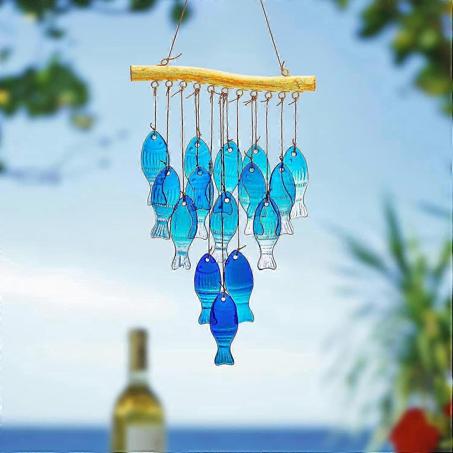 Outdoor Glass Fish Wind Chime