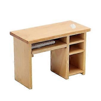 1:12 Mini Computer Desk Wooden Finish