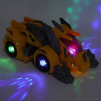 Transforming Car with LED Light and Sound, Transformers Toy Car Change into Dinosaur Movable Joints Spray Function for Kids Boys Model Toys Deformable