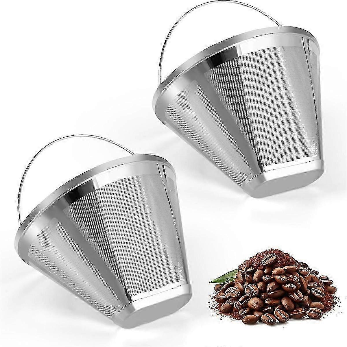 Reusable Stainless Steel Coffee Filter Cone 4 Pack compatible with Drip Coffee Maker Replacement
