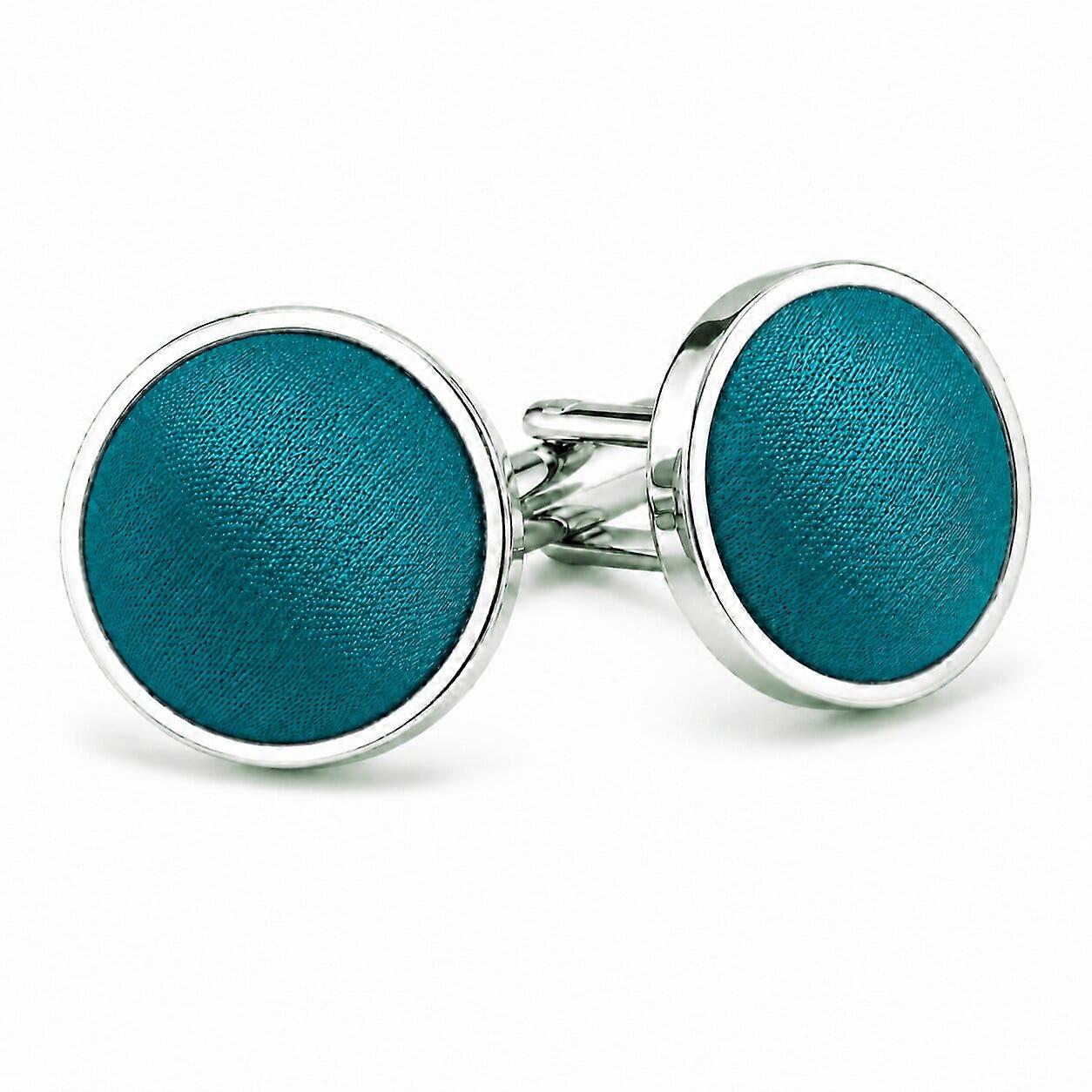 Teal-Plain Satin Manschettenknöpfe