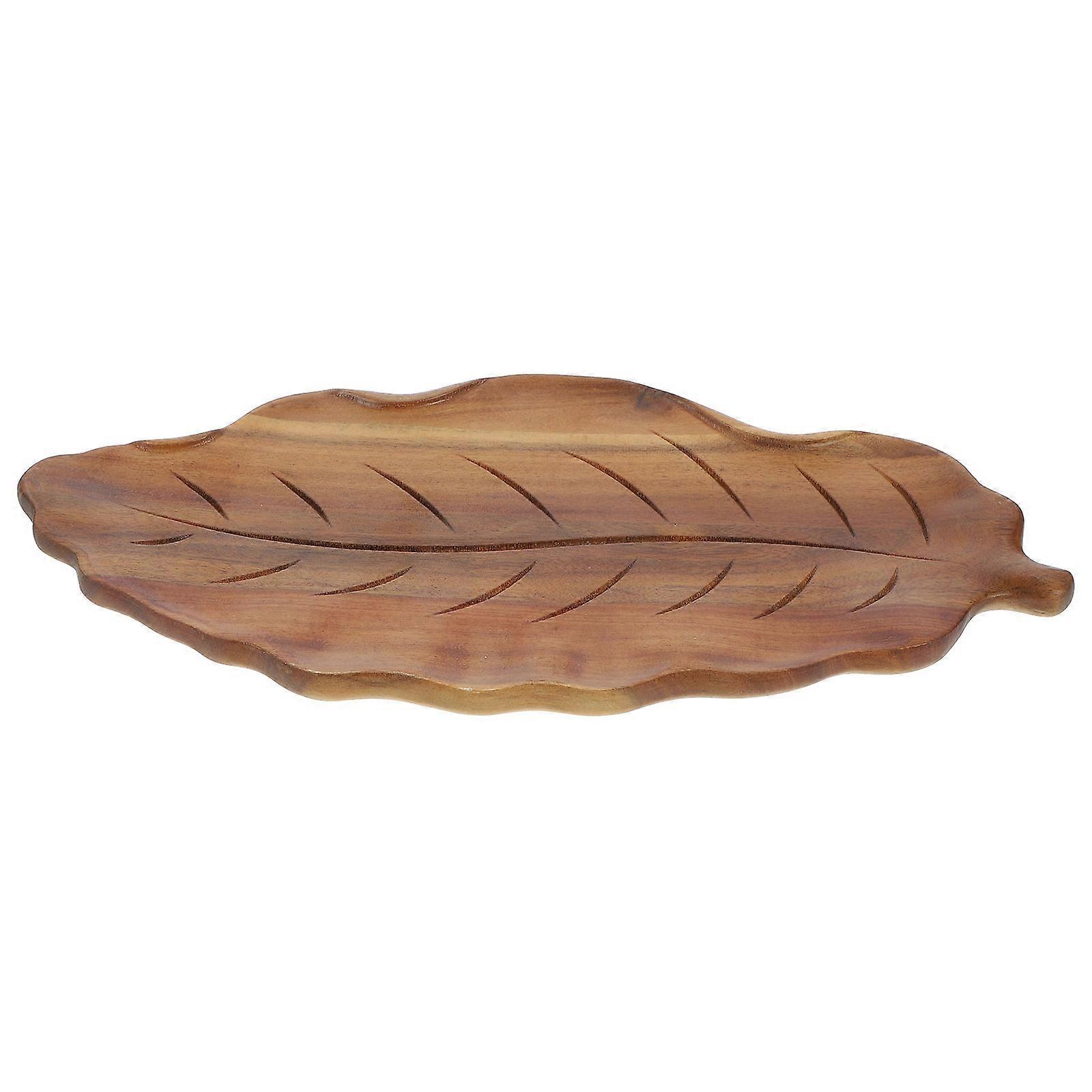 Wooden Tray Leaf Shape Snack Serving Tray for Fruit Serving Bread Cake