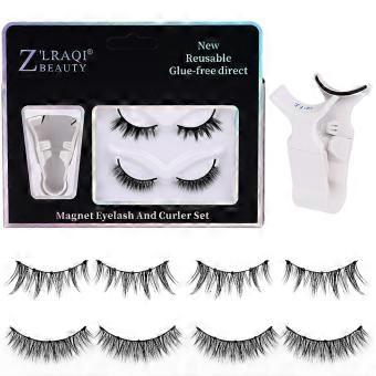 Z'LRAQI BEAUTY Magnetische falsche Wimpern Natürlich aussehende falsche Wimpern Gefälschte Wimpern mit Lockenstab für Augen-Make-up Kein Kleber erforderlich, 2 Paare