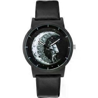Astronaut Wristwatch Black Alloy Leather Belt Men Women