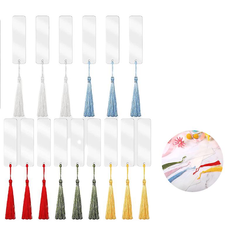 15pcs Acrylic Bookmark With Rope Blank Diy Handmade Craft Acrylic Sign Label SHYTMV