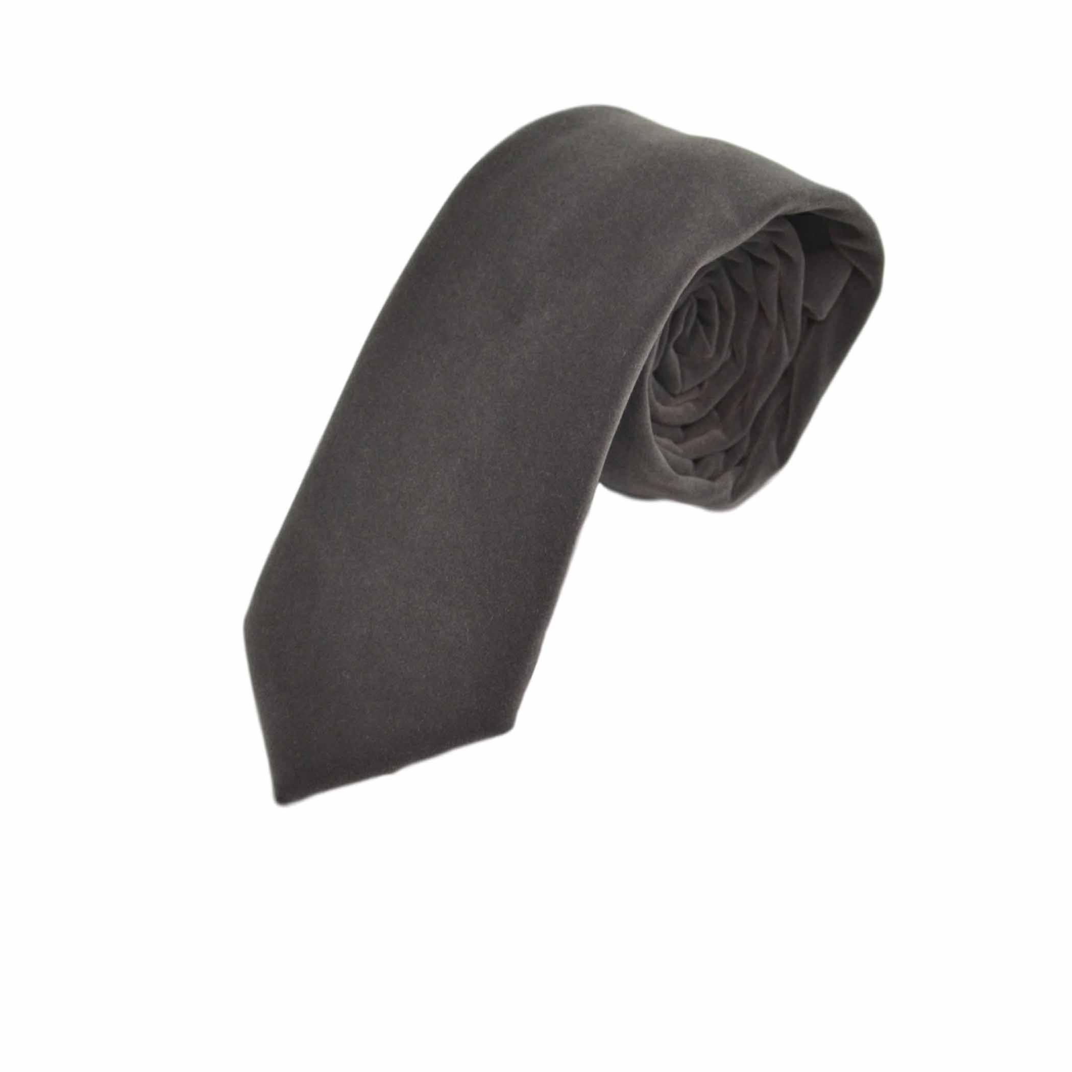 Dark Silver Grey Velvet Tie