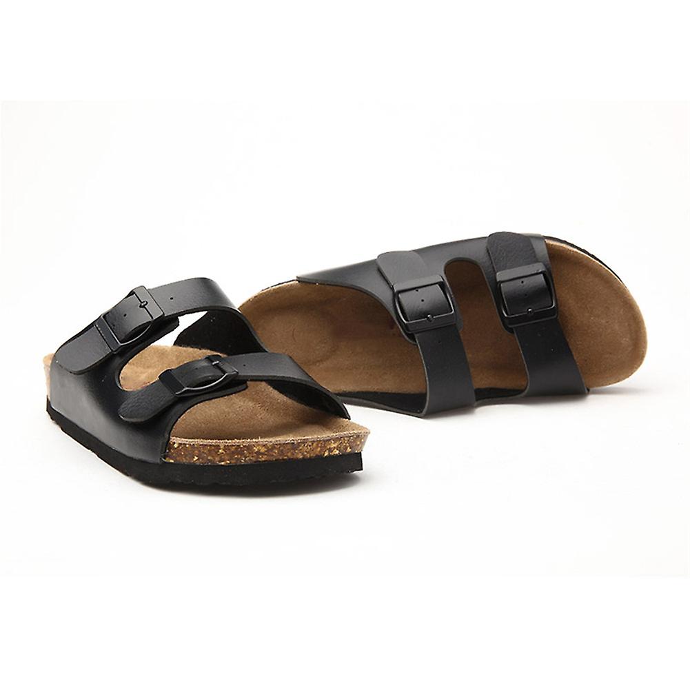2-Strap Adjustable Buckle Flat Casual Sandals Slide Cork Footbed Sandals for Men Women