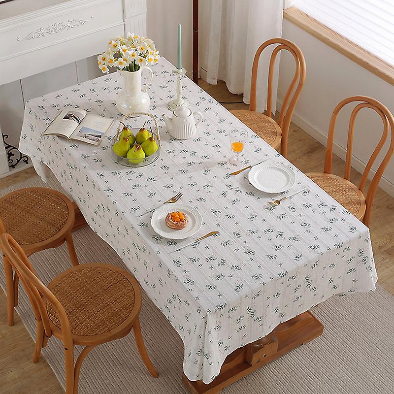 1pc Cute Flower Pattern Rectangular Table Cloth Dustproof Polyester Pretty Table Cloth for Kitchen Dining Room Buffet Decoration (135x180cm)