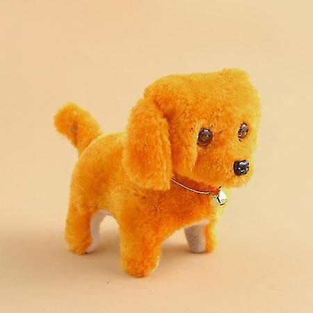 Yellow Soft Plush Walking Glowing Barking Dog Electric Toy