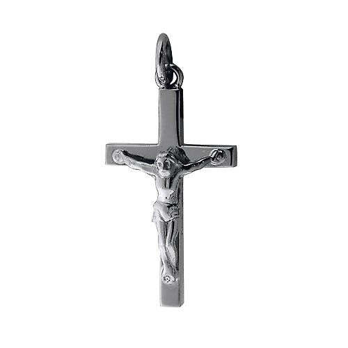 9ct White Gold 30x18mm solid block Crucifix Cross