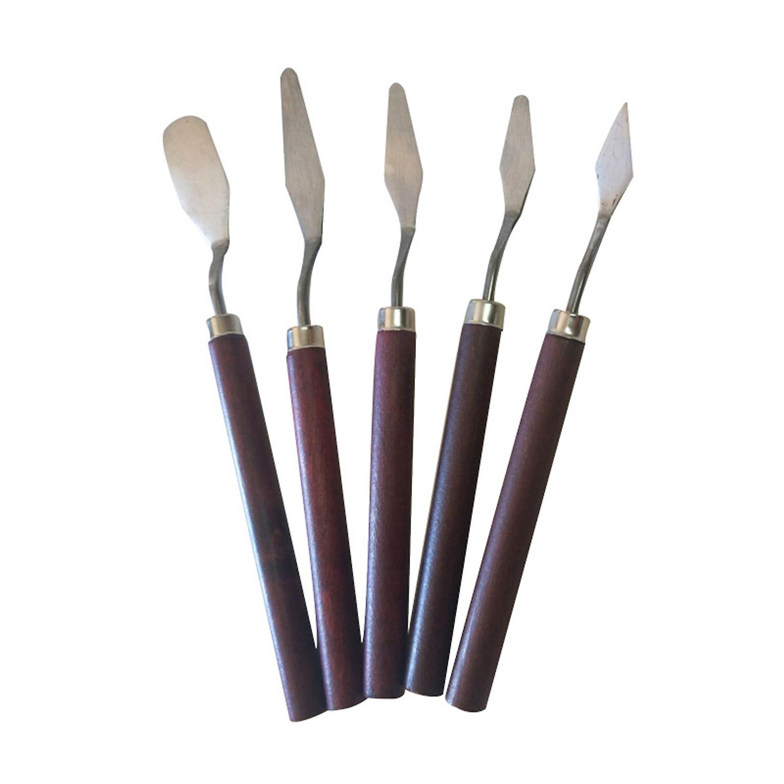 Painting Scraper Knife with Wood Handles for Acrylic Painting Art Tools 5 Set