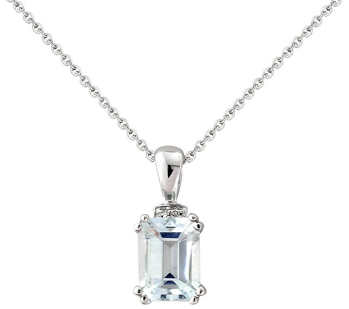 Mark Milton Diamond and Aquamarine Pendant - Light Blue/Silver