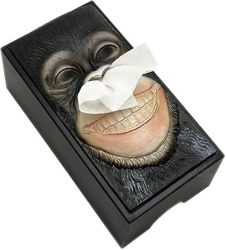 Retro Resin Tissue Box Paper Cover Case Rectangular Napkin Holder For Home Desks And Tables Gorilla Black 10" X 5.1" X 5"