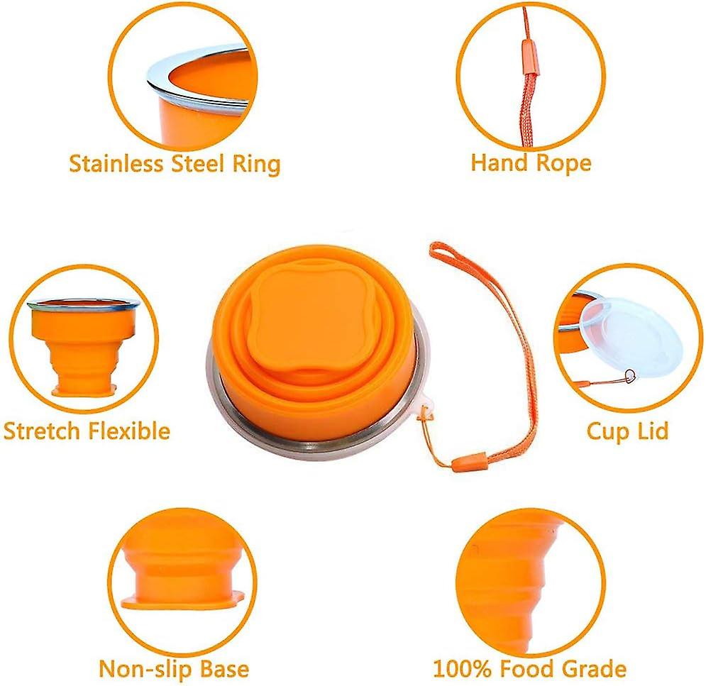 Silicone Collapsible Travel Cup, 6 Pack Collapsible Silicone Cup With Lid, Expandable Drinking Cup Set, Reusable Mug