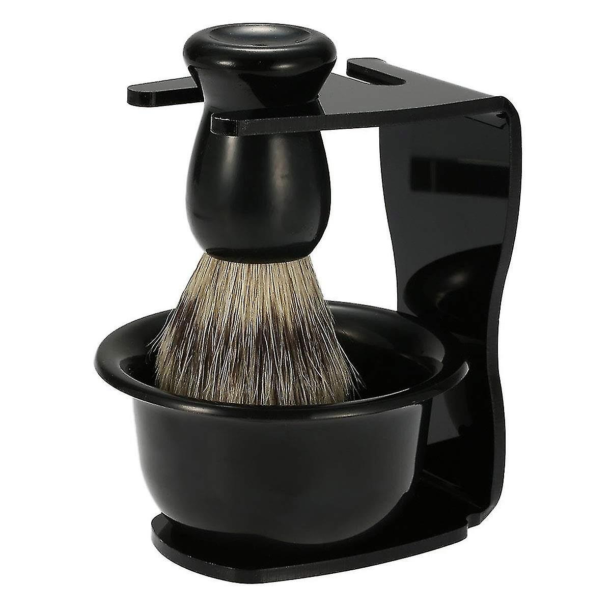 Bristle Shaving Razor Brush Acrylic Stand And Sleek Soap Bowl Set For Facial Cleaning