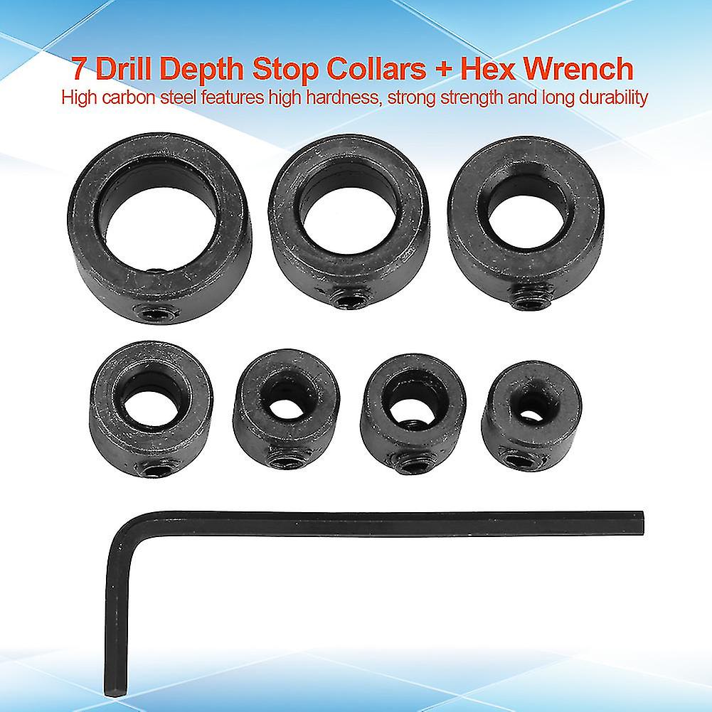 7pcs/set 3~12mm Drill Depth Stop Collars Assortment Set with Hex Wrench Woodworking Tool