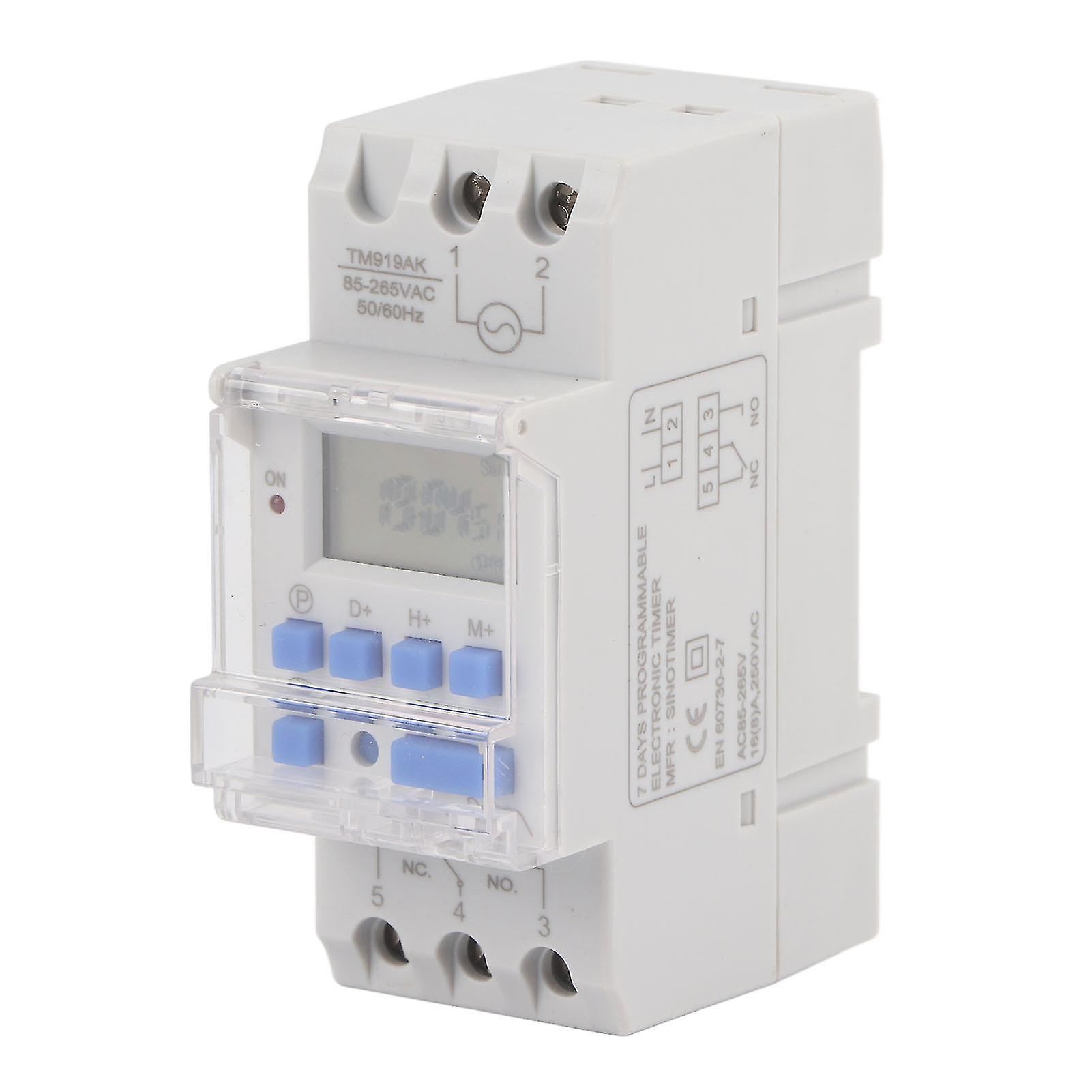 85‑265V AC 16A Weekly 12/24hrs Timer Switch LCD On Off Control Programmable Time Relay
