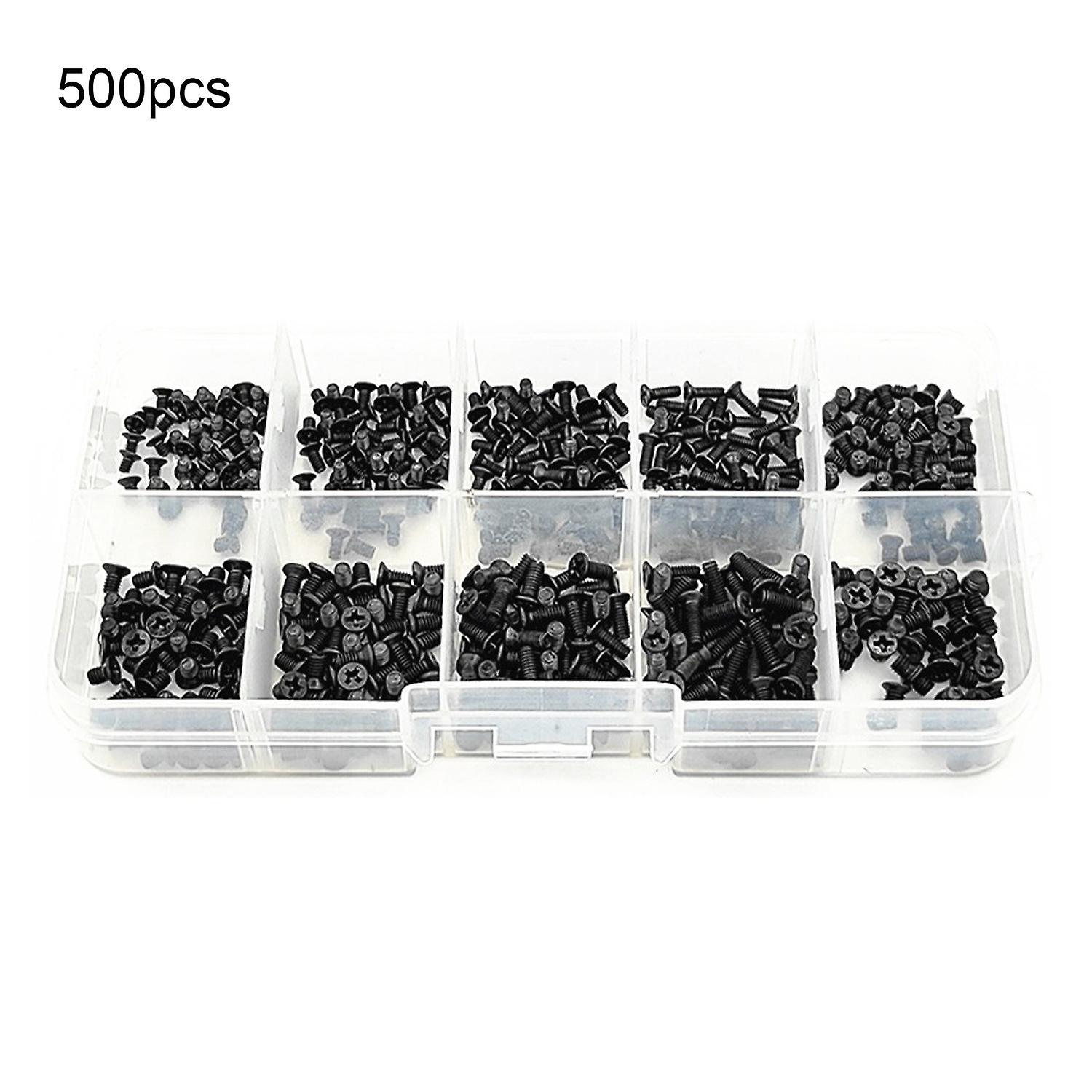 500Pcs M2-M3 Screws Complete Unicompatiblem Carbon Steel Assorted Countersunk Screw Set compatible C