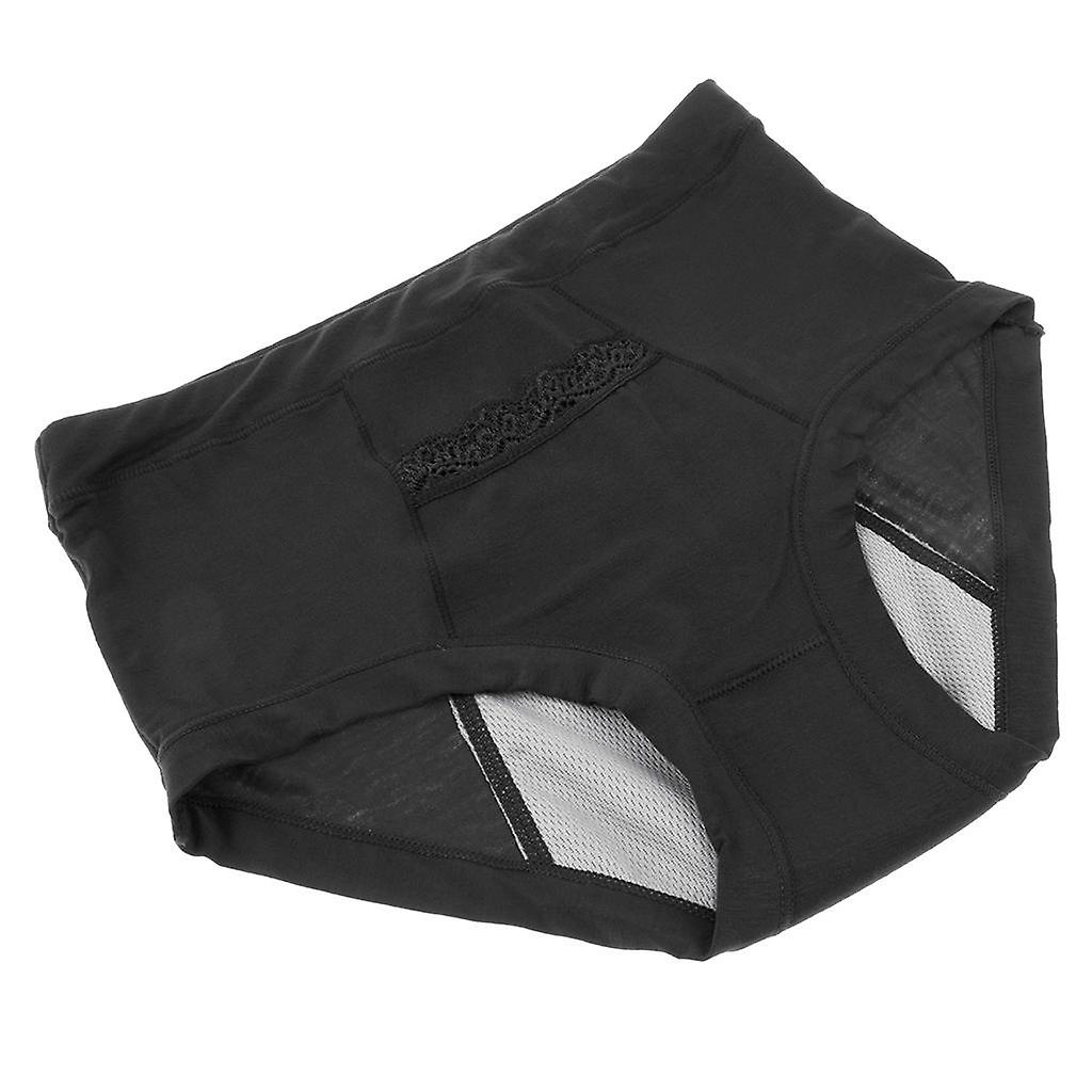 Nya Kvinnor Hög Rise Underkläder Andningsbara Korta Trosor XL Svart