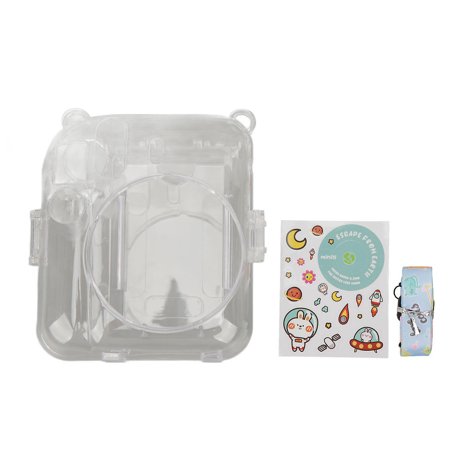 Instant Camera Case Kit Shoulder Strap Sticker Camera Case Durable Camera Protective Clear Case for Instax Mini 12