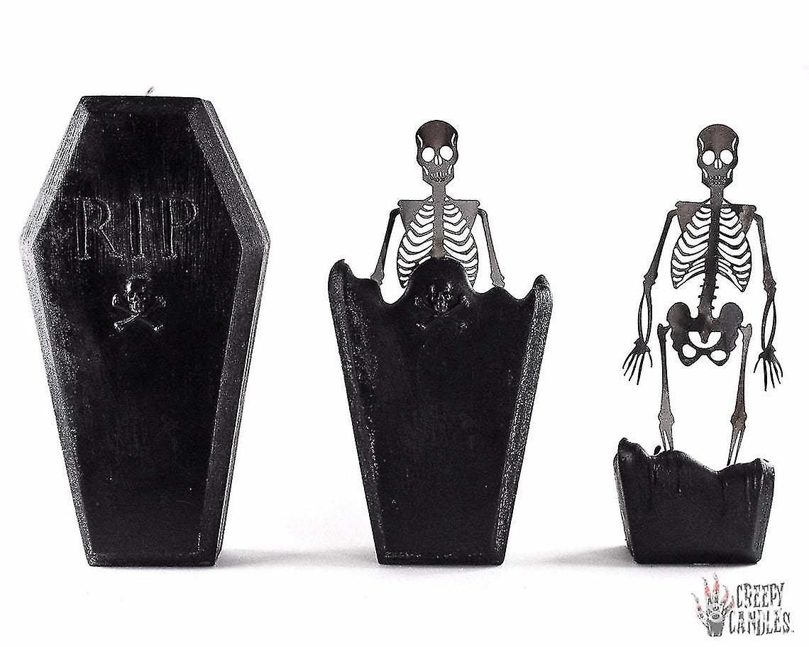 Halloween Black Large Skull Figure Image Candle