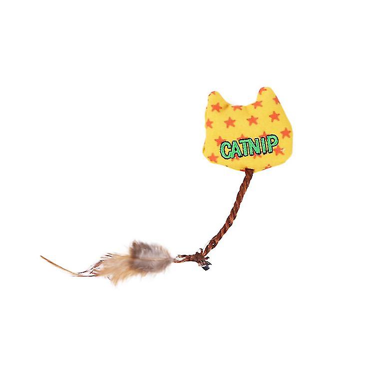 2Pcs Yellow Canvas Catnip Feather Funny Cat Toy Knots,wear-resistant Gnawing Cat Supplies Az16135
