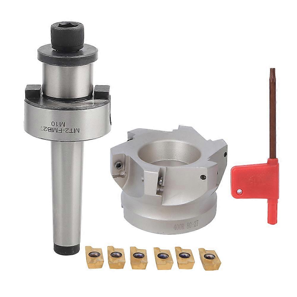 MT2 FMB27 Collet Chuck Holder 80-27-6 Flute Milling Cutter 1604APMT Milling Inserts(6PCS Milling Inserts )
