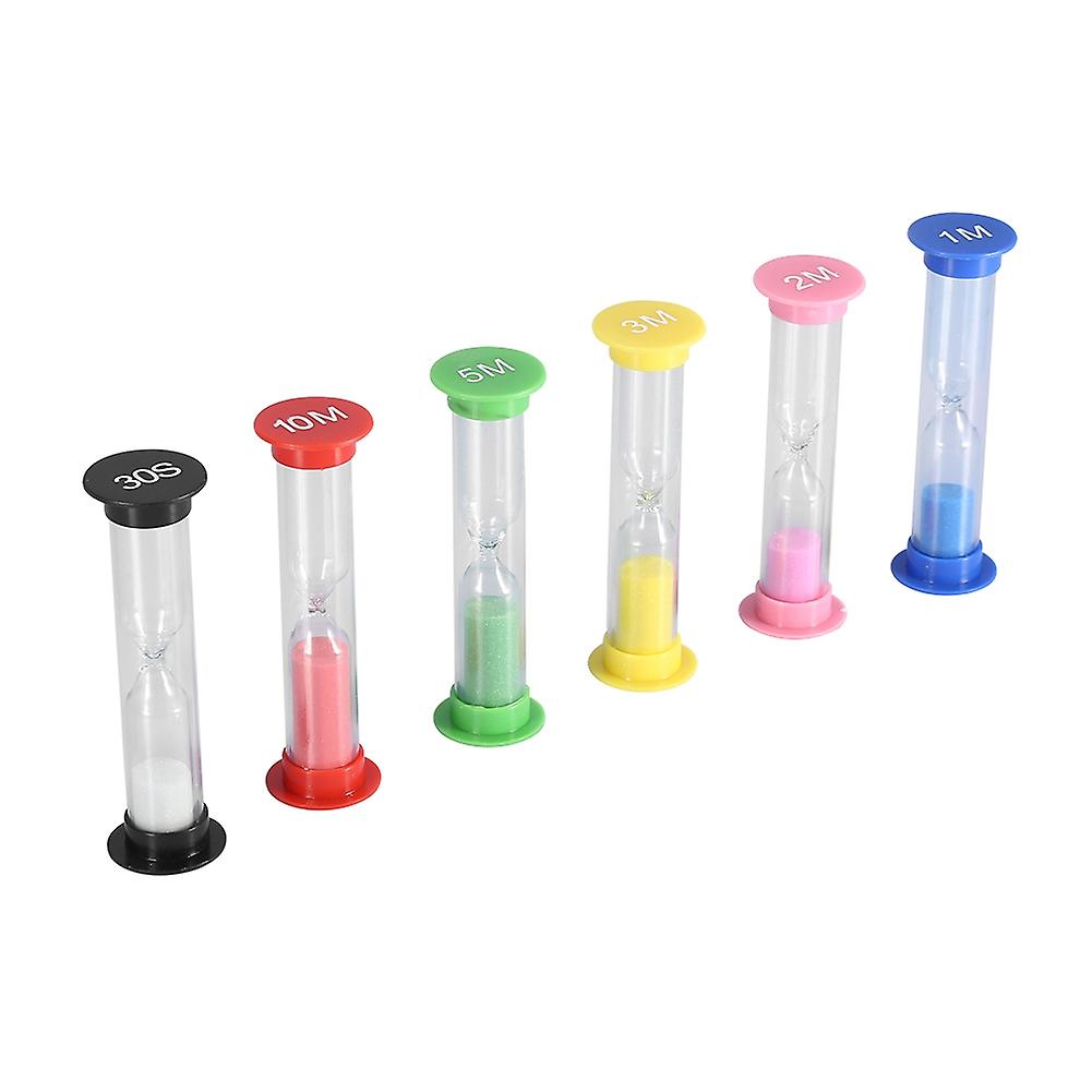 6pcs Colorful Plastic Sand Glass Timer Set 8.5x2.5cm Durable
