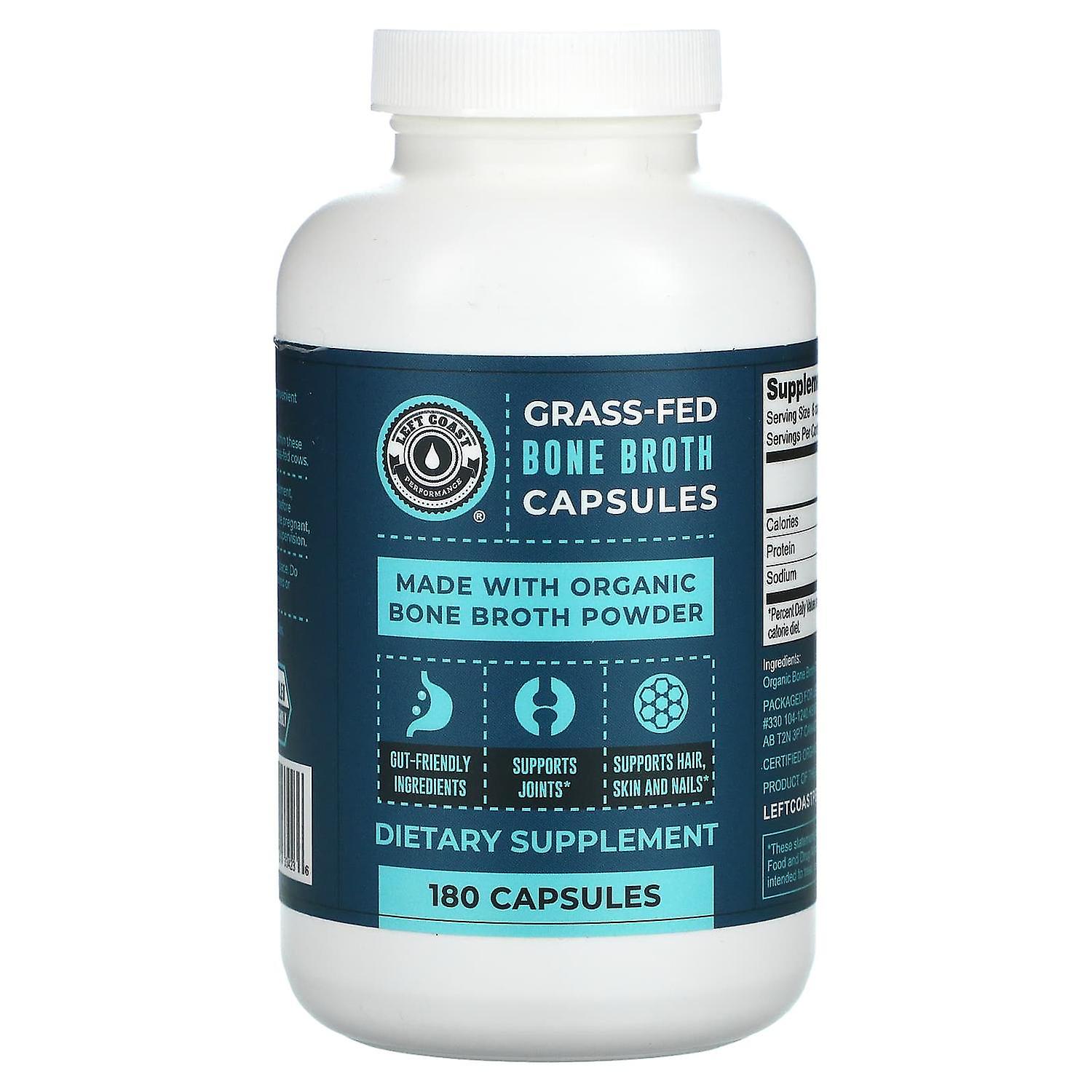 Left Coast Performance, Organic Grass Fed Bone Broth, 180 Capsules