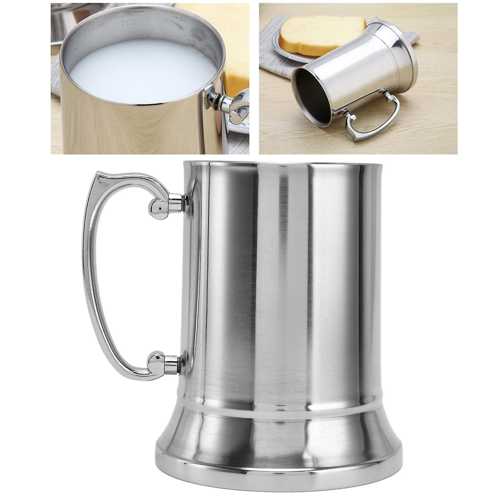 560ml Double Layer Beer Mug, Stainless Steel, Silver, Classic