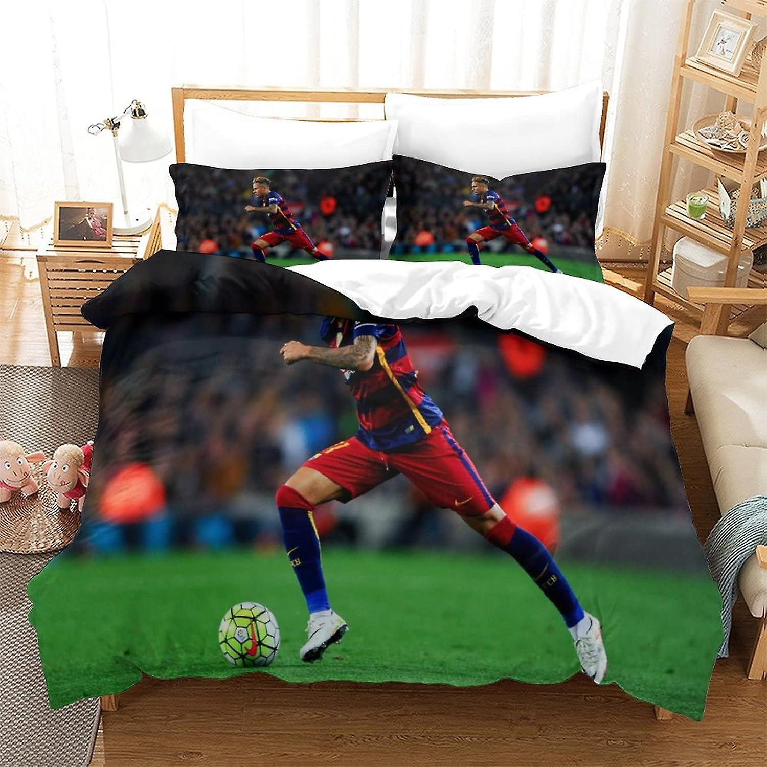 KNITII كأس العالم غطاء لحاف مجموعة لوكس 3D الفراش المطبوعة نجم كرة القدم نيمار ليونيل ميسي غطاء لحاف للفراش ، مجموعة ستوكات فائقة النعومة مع Pi