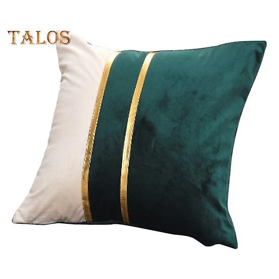 Pillow Case Plush Two-color Splicing Throw Pillow Cover Soft Stylish Decorative Cover with Hidden Zipper for Home
