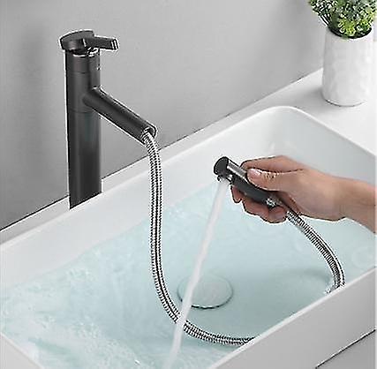 Pull-out spray bathroom faucet (black)