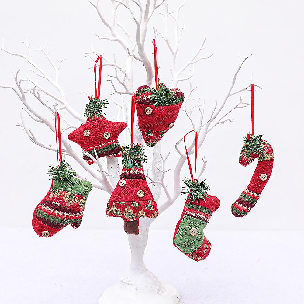 6pc Christmas Tree Decorations Rustic Christmas Stocking Decorations